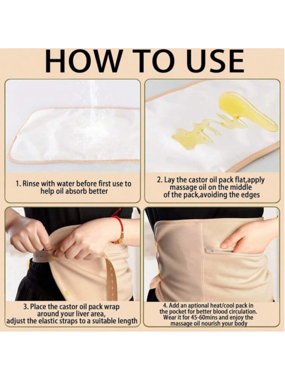 NEW Castor Oil Pack Wrap Set Pink White - Picture 5 of 7